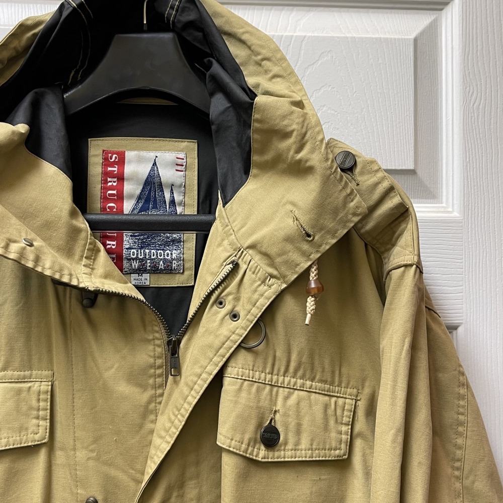 Vintage Structure‎ Men's Medium Outdoor Wear Toggle Raincoat Jacket 90's Y2K